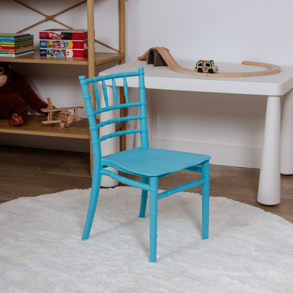 Krzesełko dla dzieci plastikowe z oparciem niebieskie dziecięce