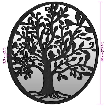 vidaXL Lustro do wnętrz, czarne, 60x2,5 cm, okrągłe, żelazne