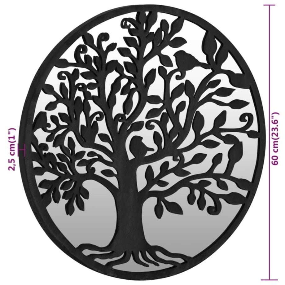 vidaXL Lustro do wnętrz, czarne, 60x2,5 cm, okrągłe, żelazne