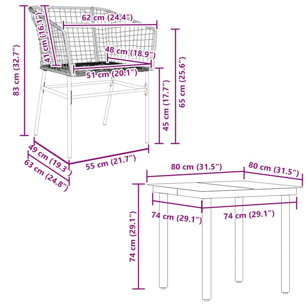 vidaXL 5-częściowy zestaw obiadowy do ogrodu, brązowy polirattan szkło