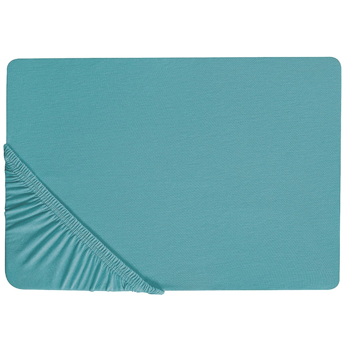 Bawełniane prześcieradło z gumką 200 x 200 cm turkusowe HOFUF