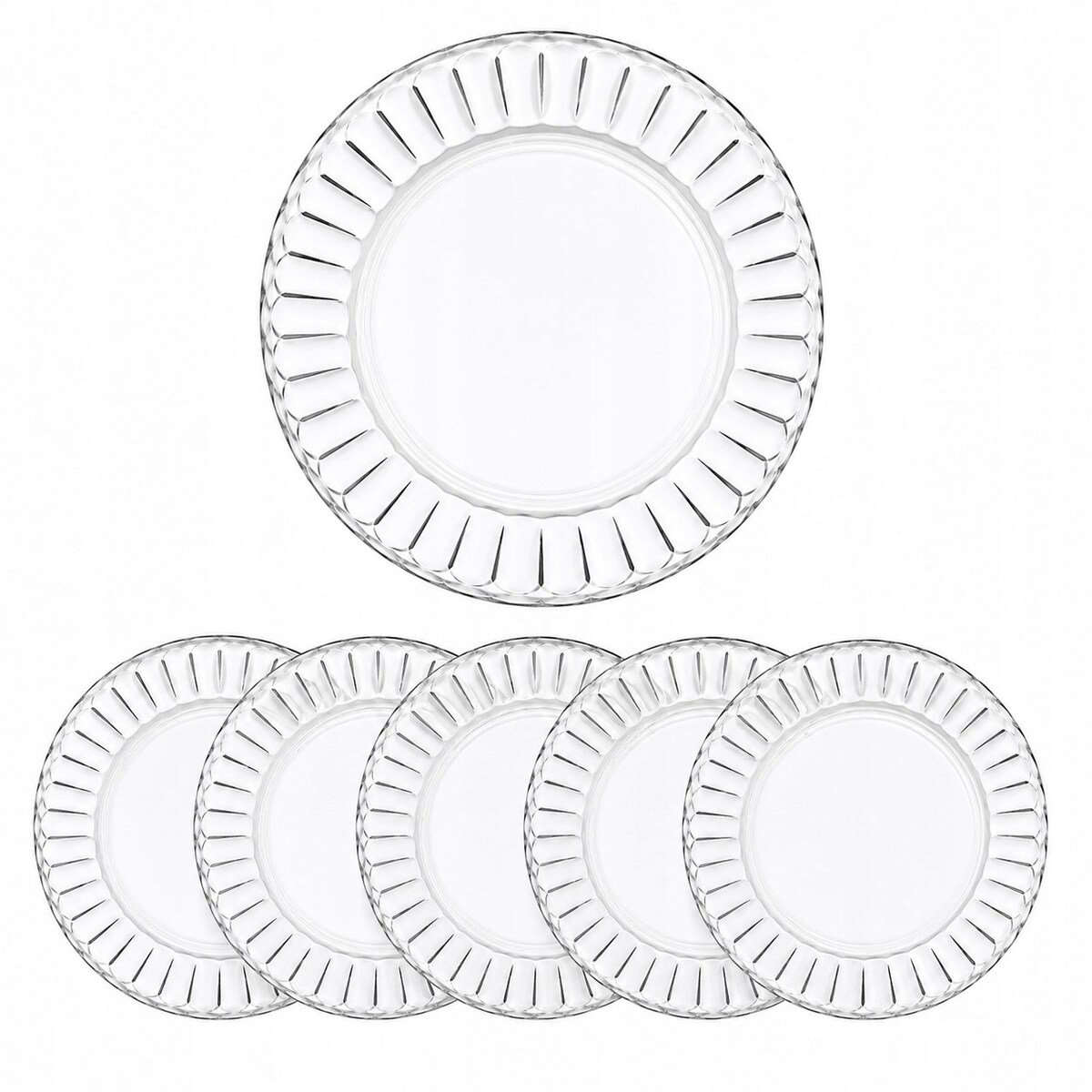 Talerze Szklane 19cm 6szt Deserowe Przezroczyste Komplet Eleganckie ciasto