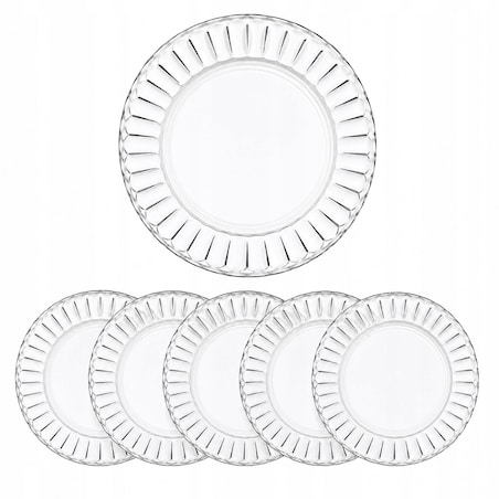 Talerze Szklane 19cm 6szt Deserowe Przezroczyste Komplet Eleganckie ciasto