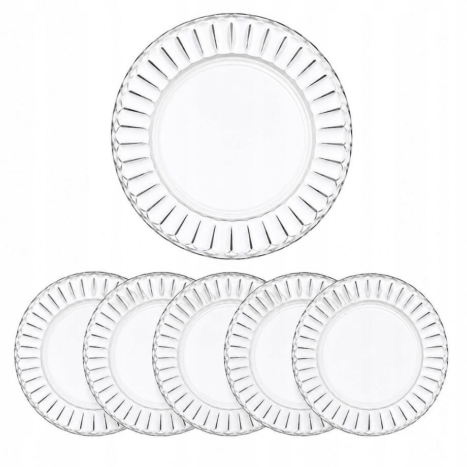 Talerze Szklane 19cm 6szt Deserowe Przezroczyste Komplet Eleganckie ciasto