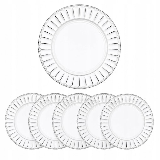 Talerze Szklane 19cm 6szt Deserowe Przezroczyste Komplet Eleganckie ciasto