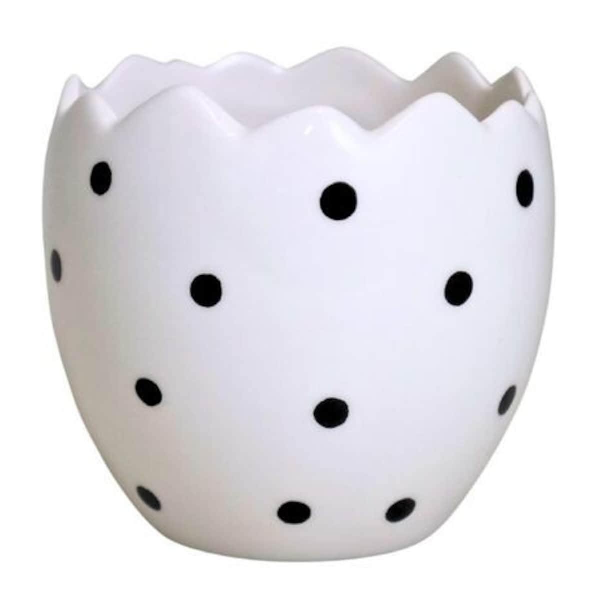 Osłonka ceramiczna 16x14x14 cm SKORUPKA biała w czarne kropki