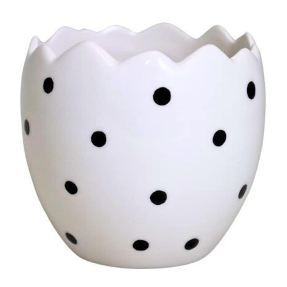 Osłonka ceramiczna 16x14x14 cm SKORUPKA biała w czarne kropki