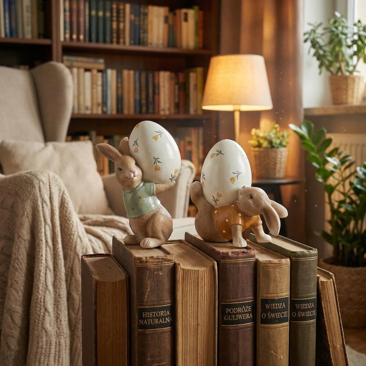 ZAJĄC FIGURKA WIELKANOCNA JAJKO 2szt ZAJĄCZEK KRÓLIK JAJO PREZENT OZDOBA