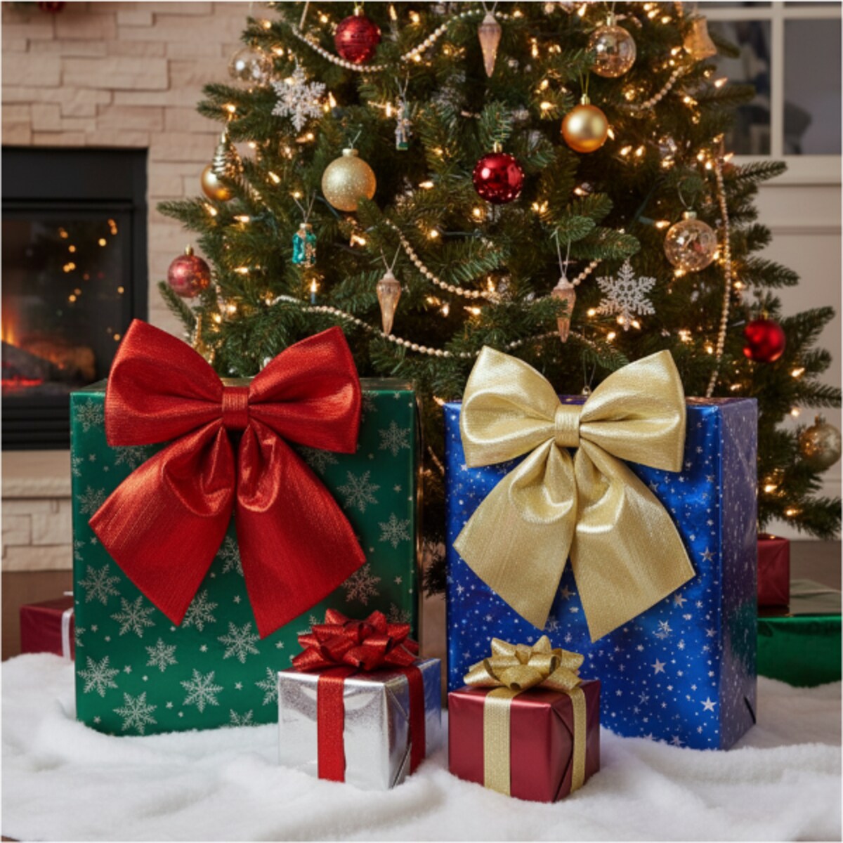 Kokarda Świąteczna Na Choinkę 24 Cm Kominek Na Boże Narodzenie Dekoracja Złota