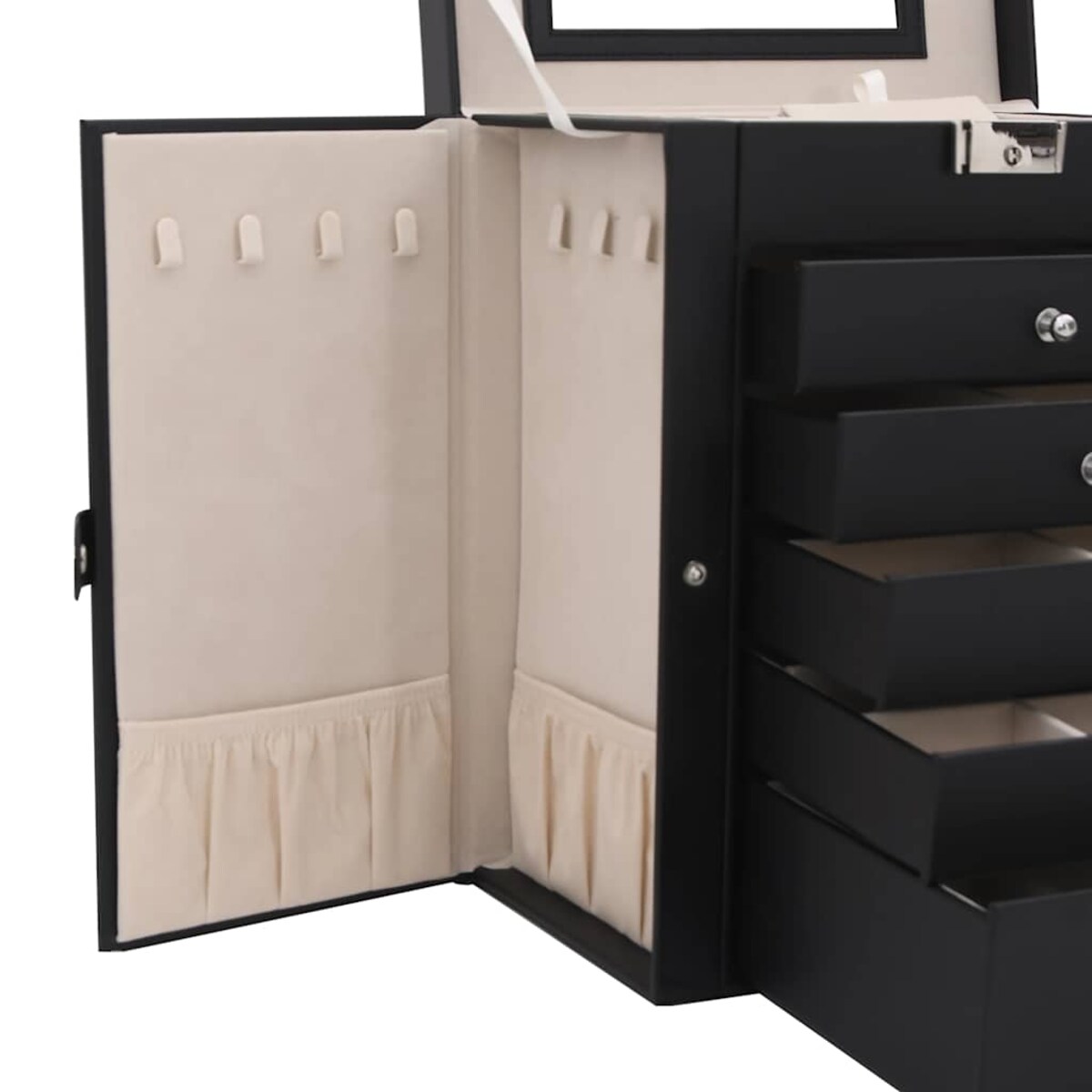 vidaXL Pudełko na biżuterię 6-warstwowe z lustrem zamykane na klucz