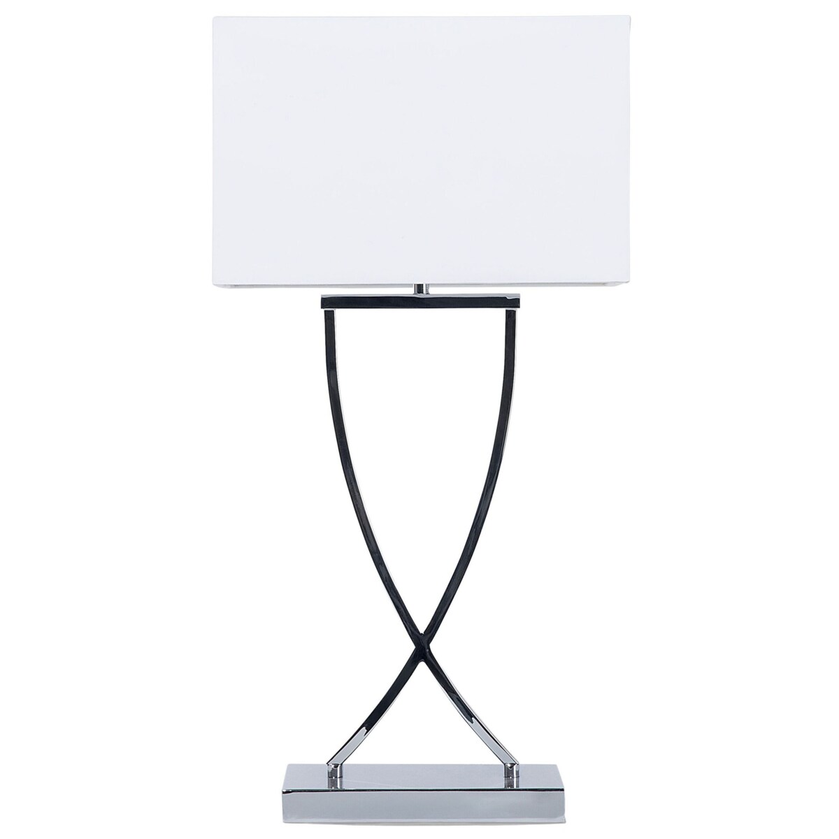 Lampa stołowa metalowa srebrna z białym YASUNI