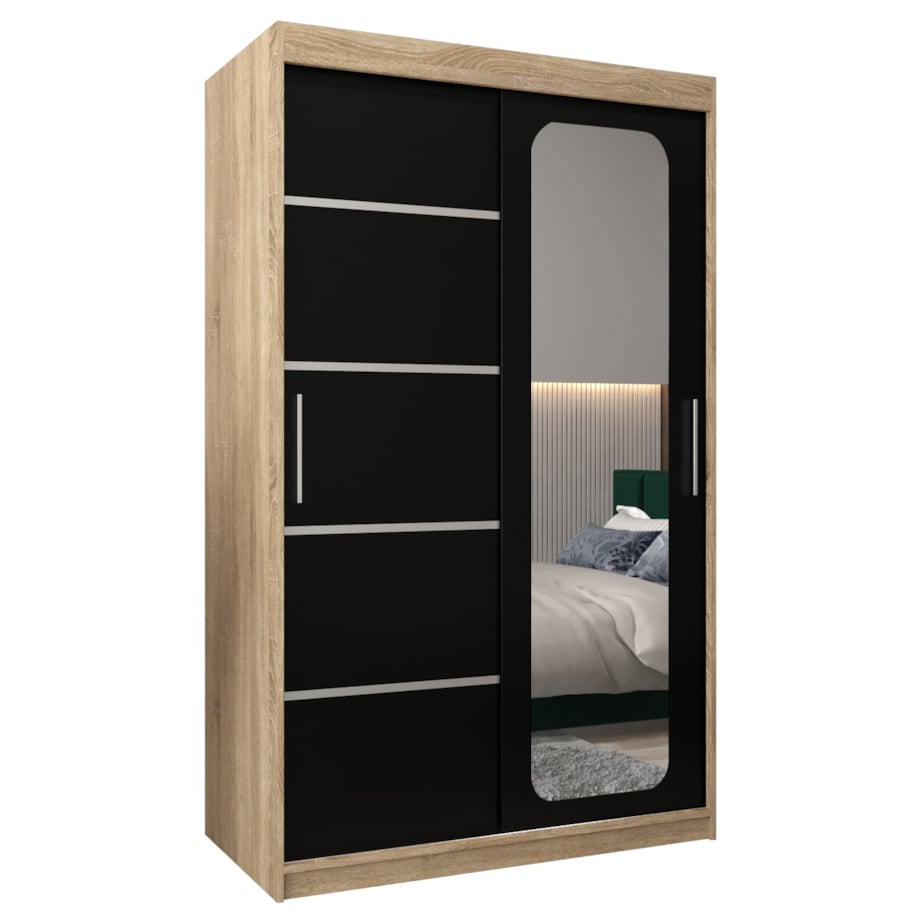 Szafa przesuwna Garderoba PROMO V2 120 sonoma/czarny