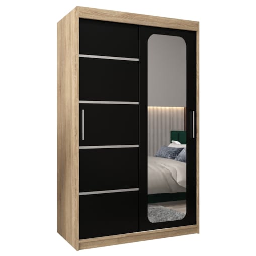 Szafa przesuwna Garderoba PROMO V2 120 sonoma/czarny