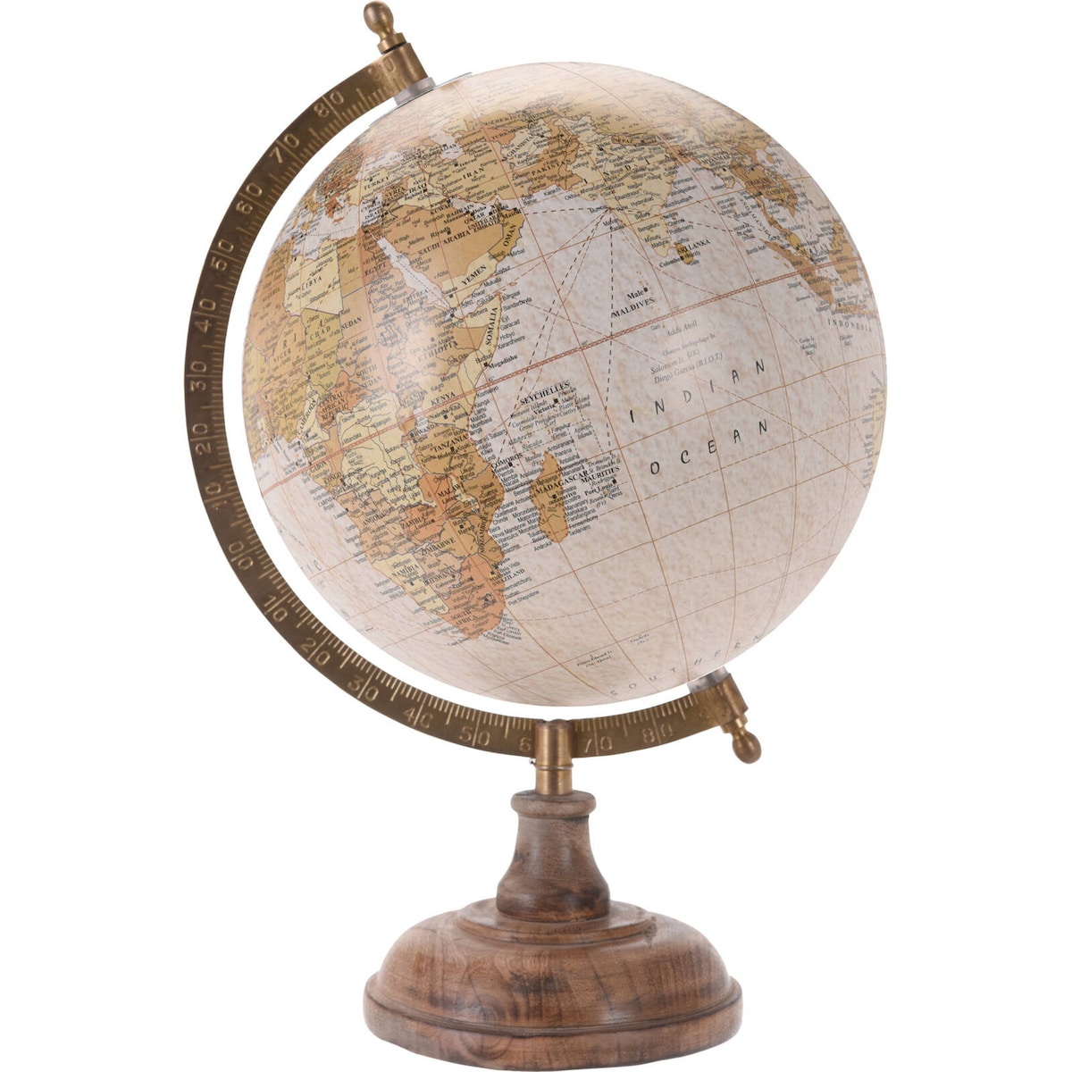 Globus na podstawie z drewna mango, 33 cm