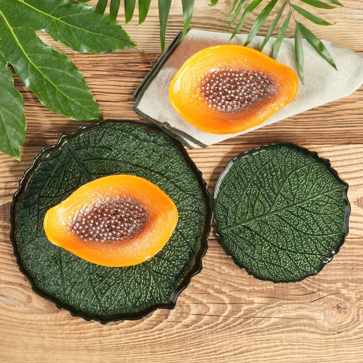 VILLA ITALIA Talerz do ciasta szklany 24 cm GREEN AURA