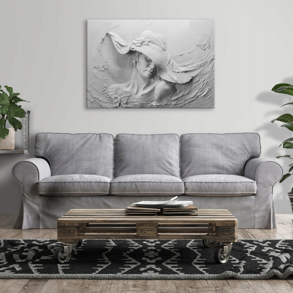 OBRAZ KOBIETA W KAPELUSZU ABSTRAKCJA NA PŁÓTNIE ŚCIANĘ NOWOCZESNY DO SYPIALNI SALONU DUŻY 100x70