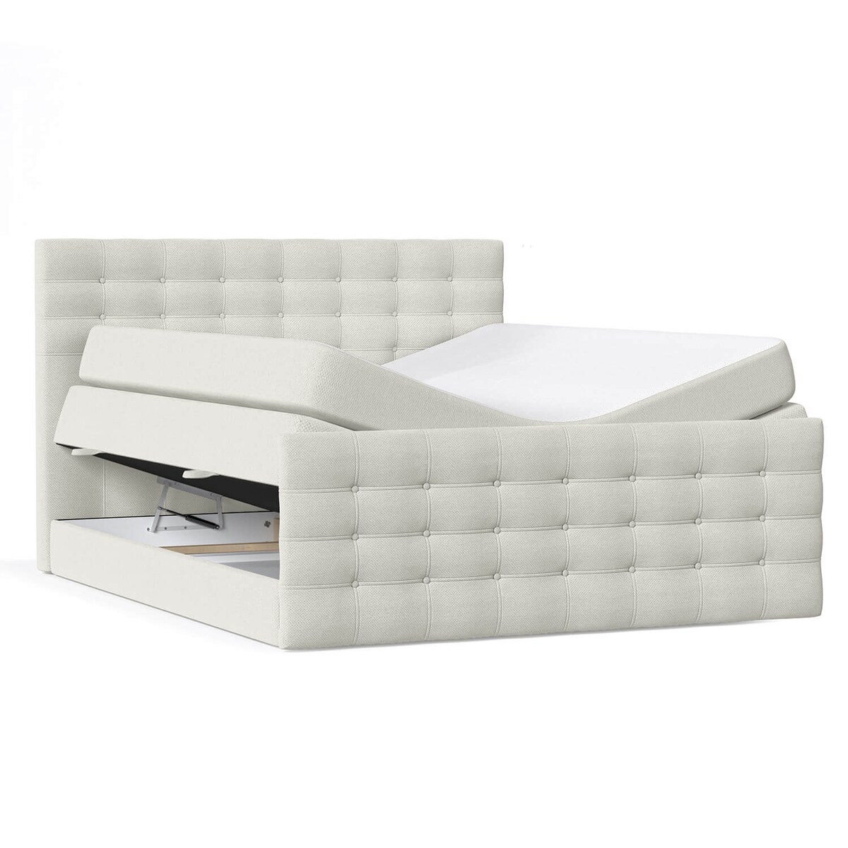 Łóżko kontynentalne STATE 120x200 z pojemnikiem, Kremowy, tkanina Megan 351