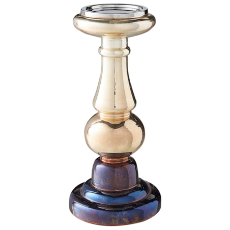 Zestaw dwóch świeczników szklanych 31 cm złoty IMARTI