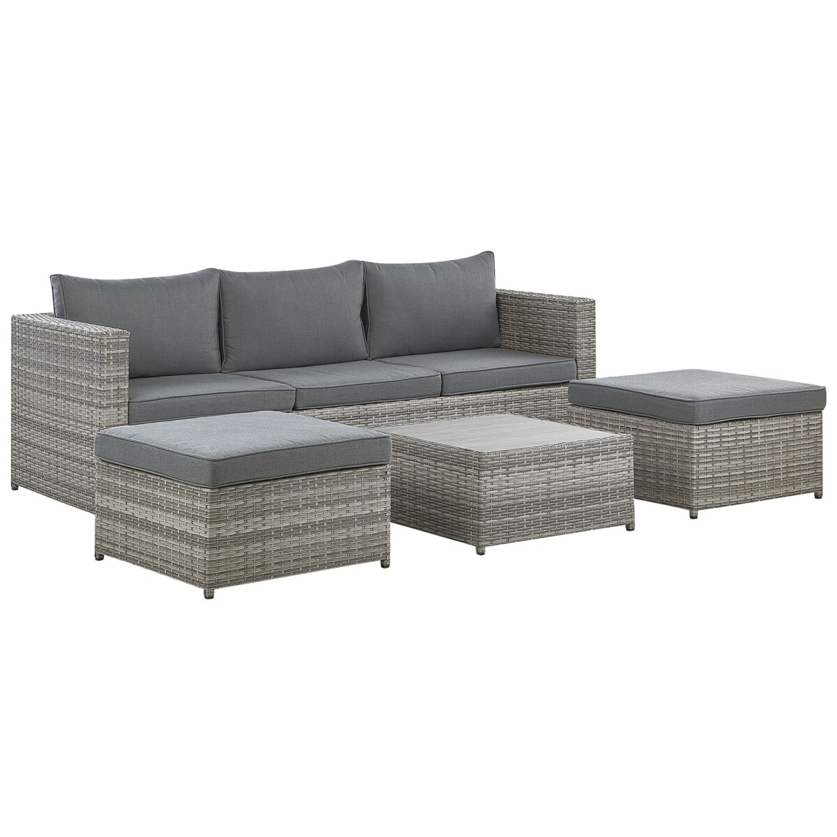 Zestaw ogrodowy z technorattanu 5-osobowy prawostronny szary SABBIA