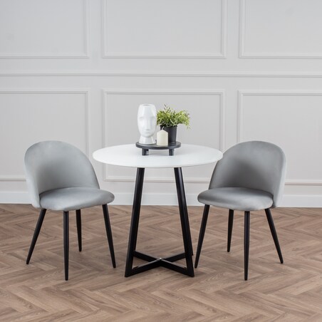 Krzesło tapicerowane do salonu jadalni welurowe velvet szare nowoczesne