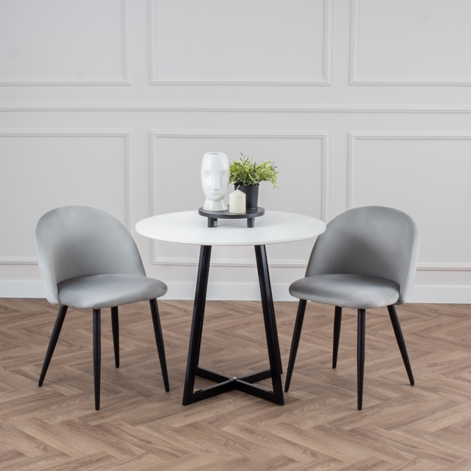 Krzesło tapicerowane do salonu jadalni welurowe velvet szare nowoczesne