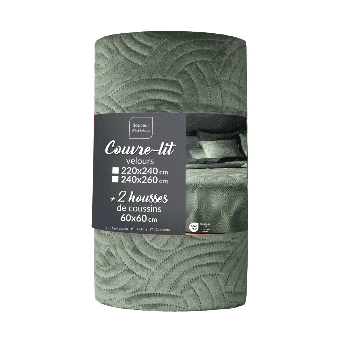 Welwetowy komplet pościeli SOLANGE, narzuta + 2 poszewki na poduszki