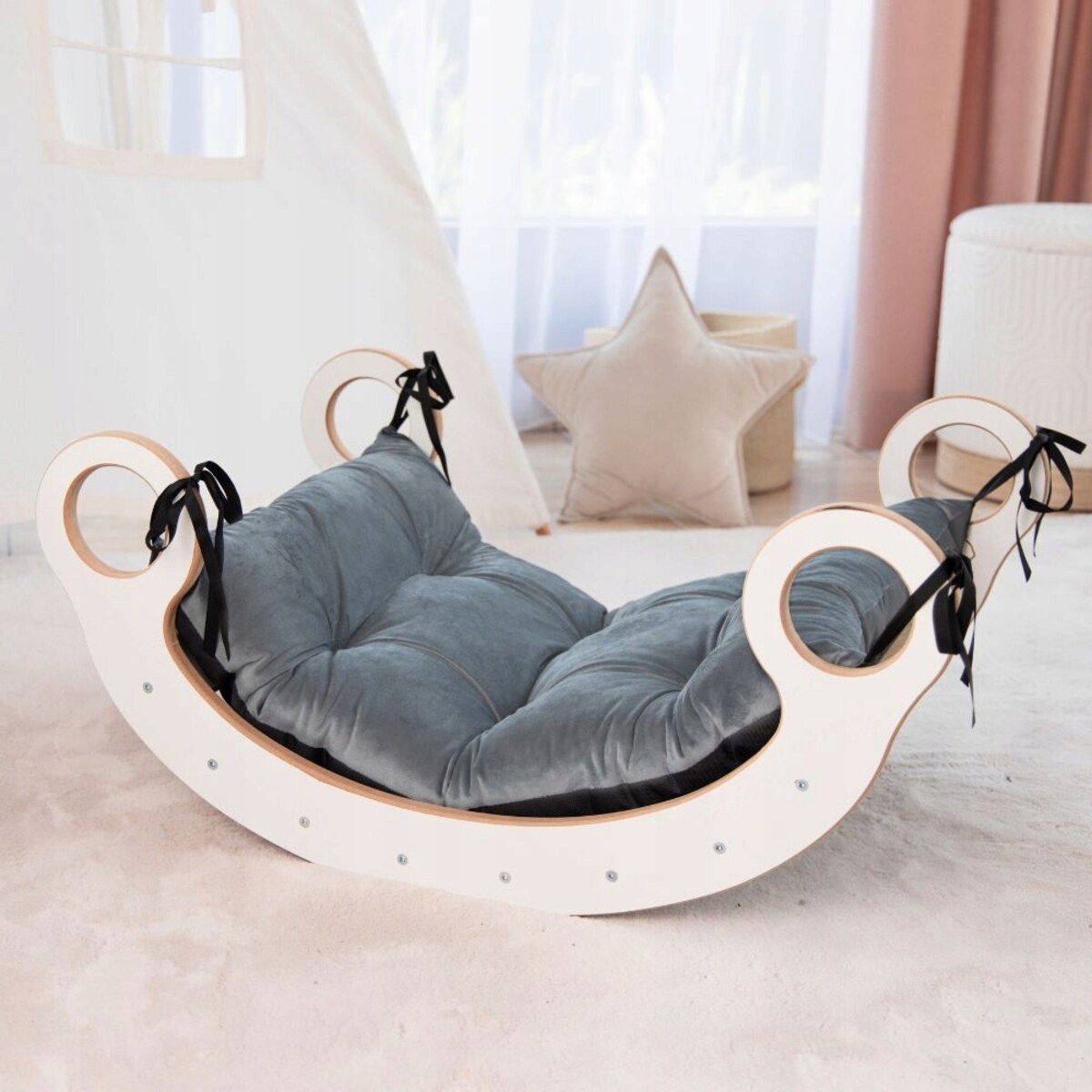 Bujak Montessori deska balansowania Poduszka Grafit CERTYFIKAT 74 cm