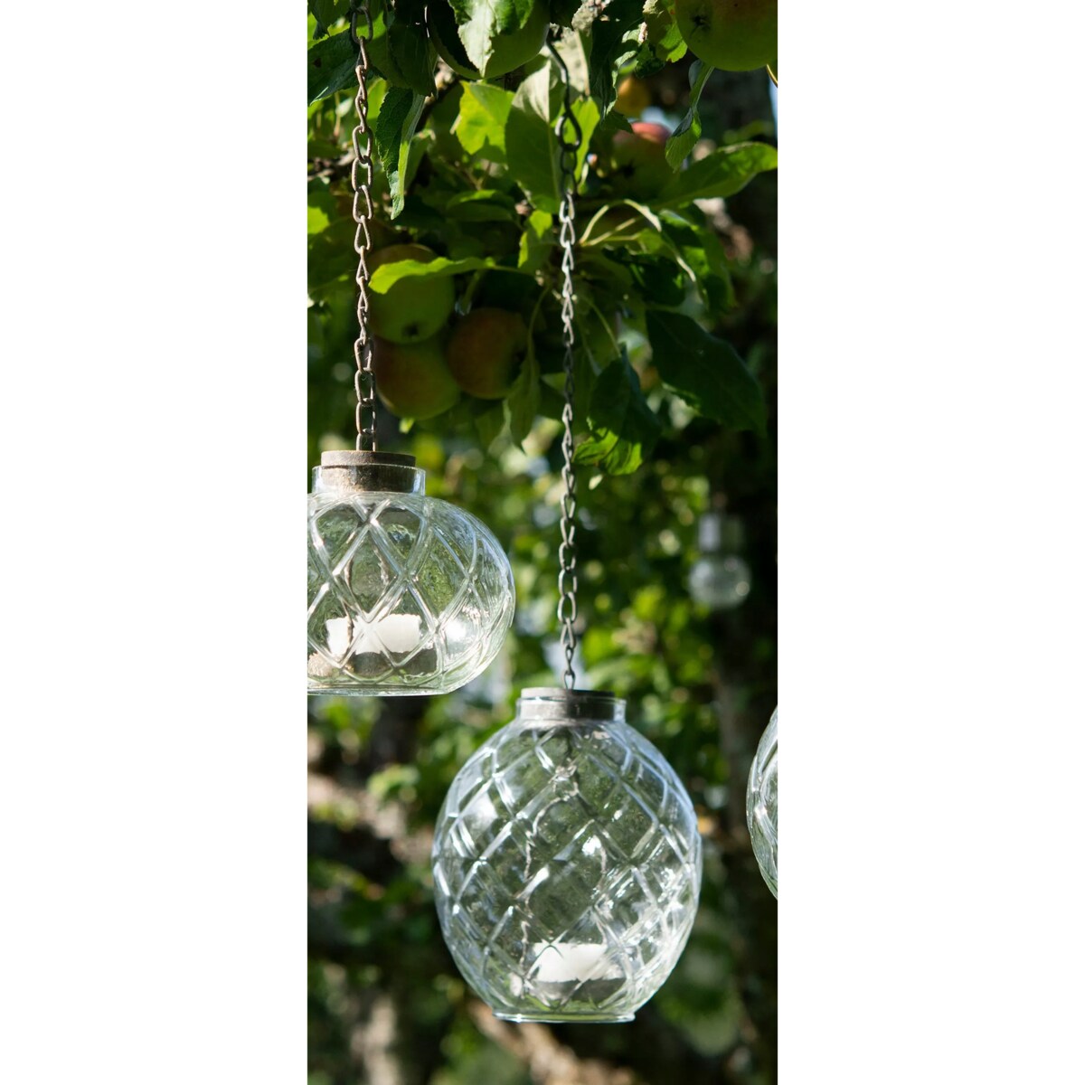 ŚWIECZNIK WISZĄCY SZKLANY SKANDYNAWSKI 18cm do zawieszenia tealight