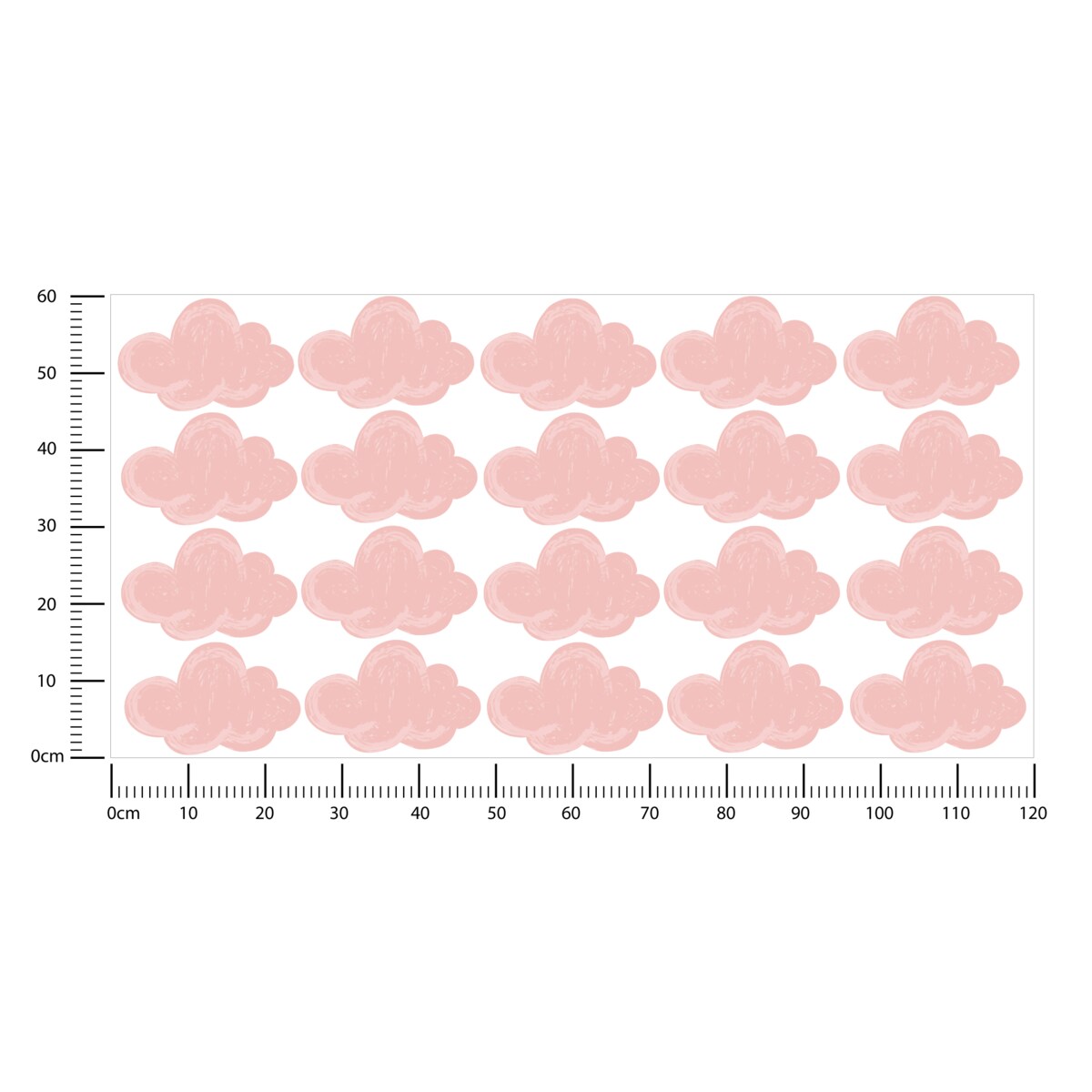 Naklejki Dla Dzieci Różowe Chmury Pastelowe Chmurki Styl Boho Zestaw 120x60cm