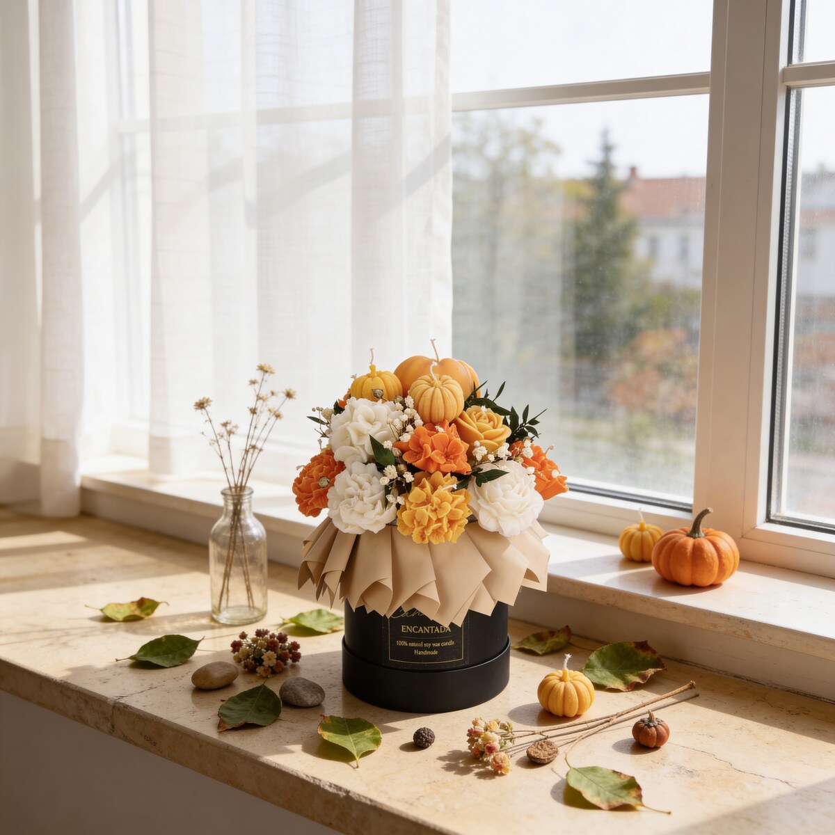 Świeca sojowa ZAPACHOWA świeczka JESIENNA dynia FLOWERBOX pumpkin BUKIET