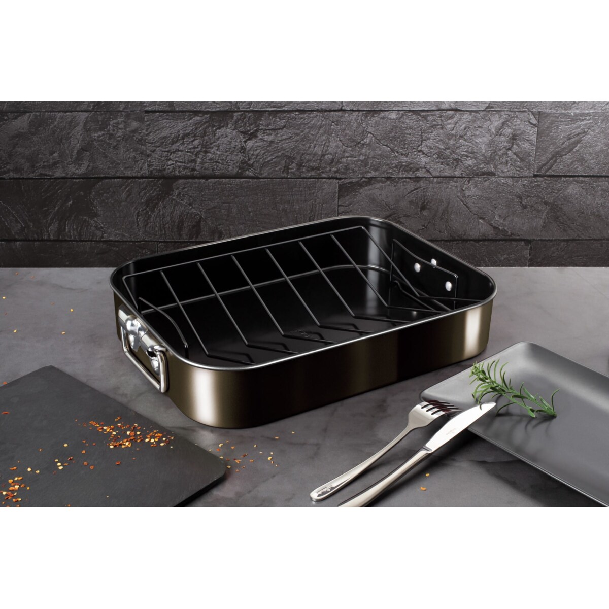 Brytfanna do pieczenia z rusztem 41.5x32cm BERLINGER HAUS Shiny Black