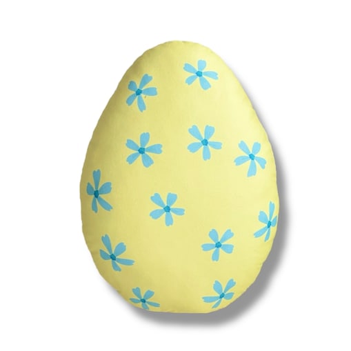 Poduszka jajko pisanka Wielkanoc żółta w błękitne kwiatki