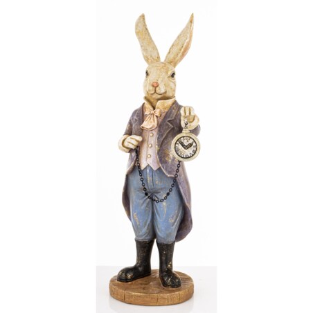 Dekoracja - królik 30x10x10 cm KOMIZO z zegarkiem