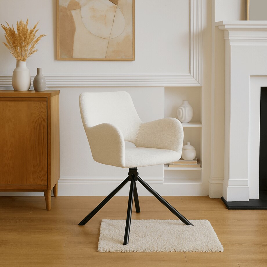 Krzesło Tapicerowane Kuchenne Do Jadalni Salonu Kuchni Baranek Krem FLAV