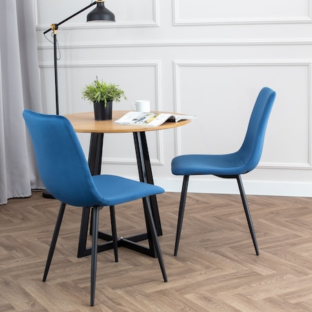 Krzesło tapicerowane klasyczne welurowe granatowe gładkie do salonu jadalni