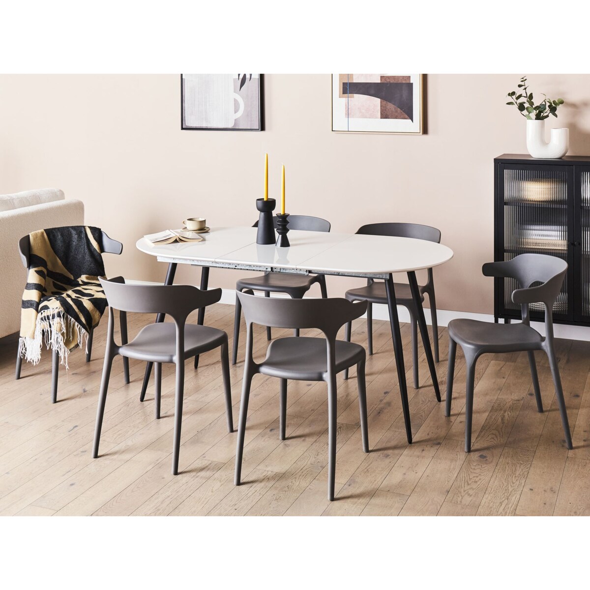 Stół do jadalni rozkładany STAVERTON Biały 120/160 cm 80 cm