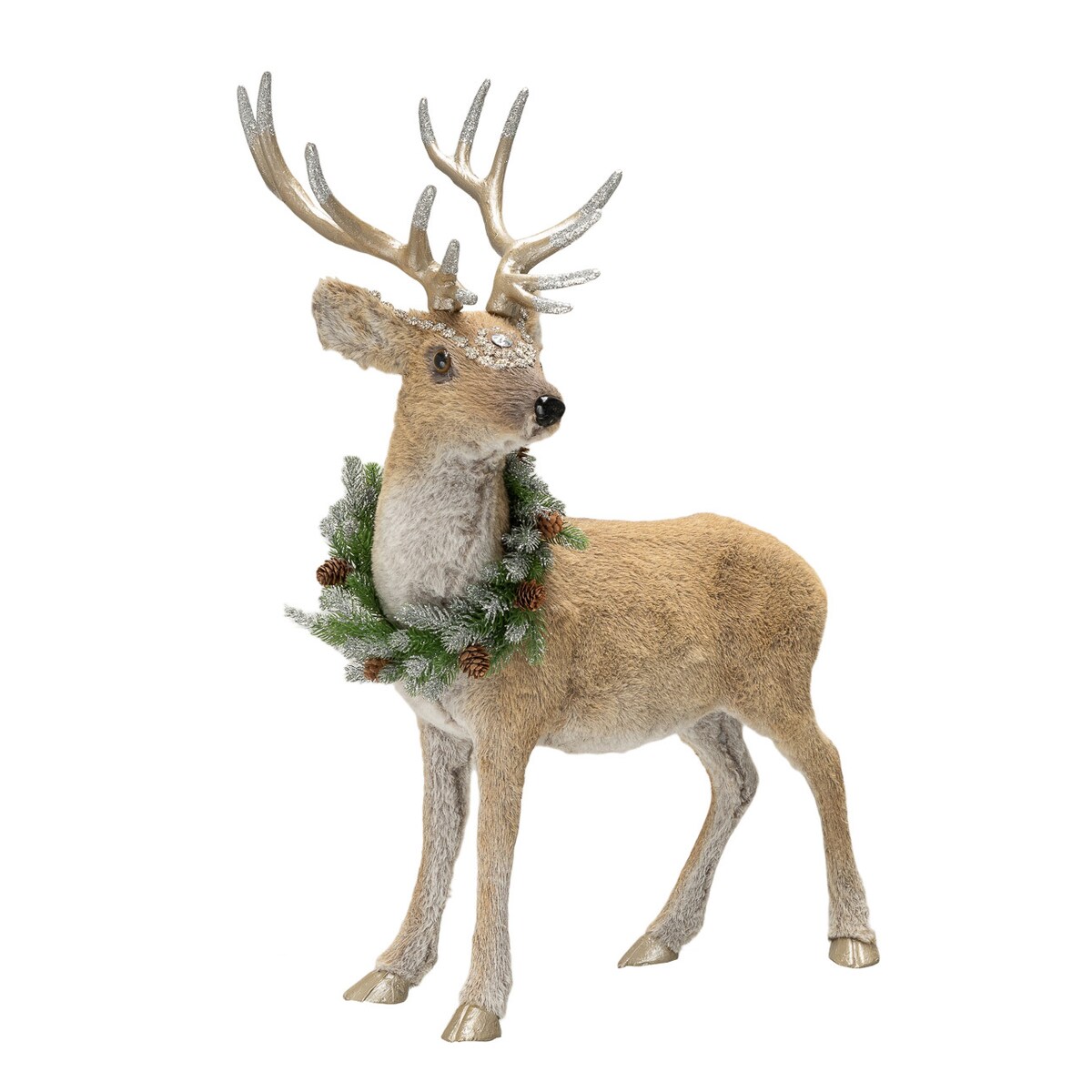 Figurka Winter Deer 60x35x77 cm boże narodzenie, święta, świąteczne, brązowy, 60x35x77 cm