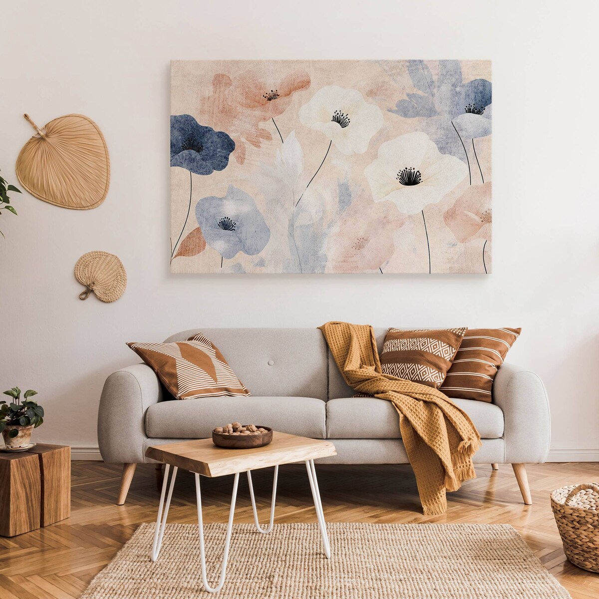 Obraz Na Płótnie Do Salonu Polne Kwiaty Pastelowe Maki Natura 120x80cm