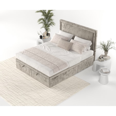 Łóżko tapicerowane SALMA 120x200 z pojemnikiem, Beż, tkanina Lotta 30
