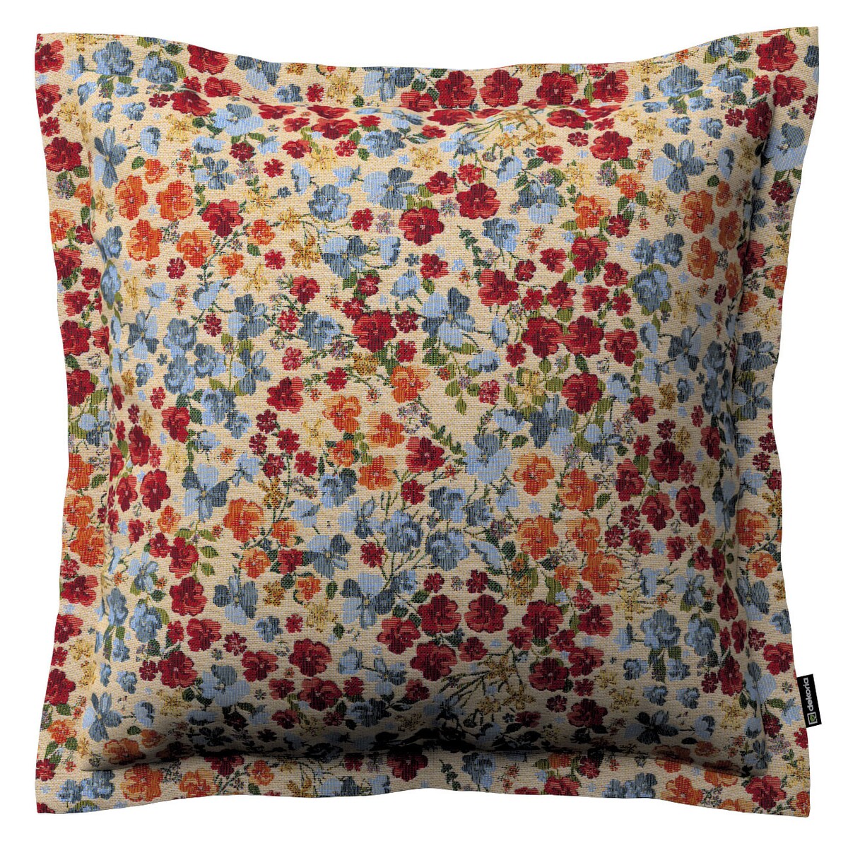 Poszewka Mona na poduszkę 45x45 kolorowe drobne kwiaty na beżowym tle