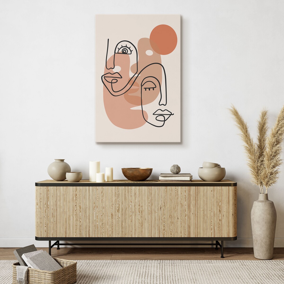 OBRAZ DO SYPIALNI ABSTTRAKCJA TWARZE LINE-ART STYL BOHO MINIMALIZM 30x40cm