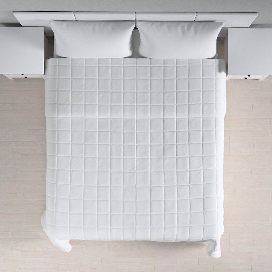 Narzuta pikowana w kratę 200x210 biały