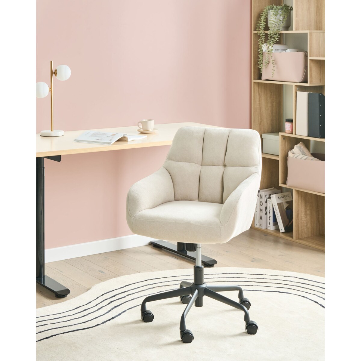 Krzesło obrotowe PALMDALE Welur Jasnobeżowy