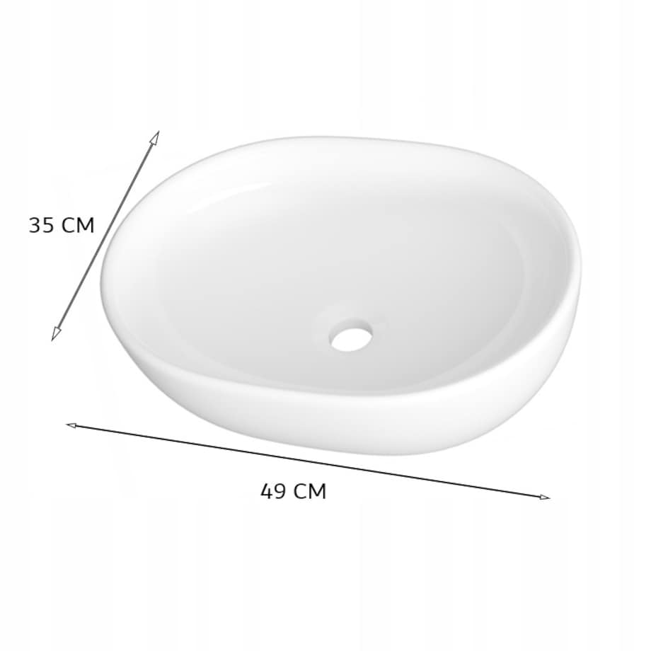 Umywalka nablatowa ceramiczna stawiana biała 49 x 35 cm