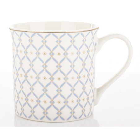 Kubek porcelanowy w pudełku 12,5x9x9 cm MAGLIA 380 ml biały z błękitnym wzorem