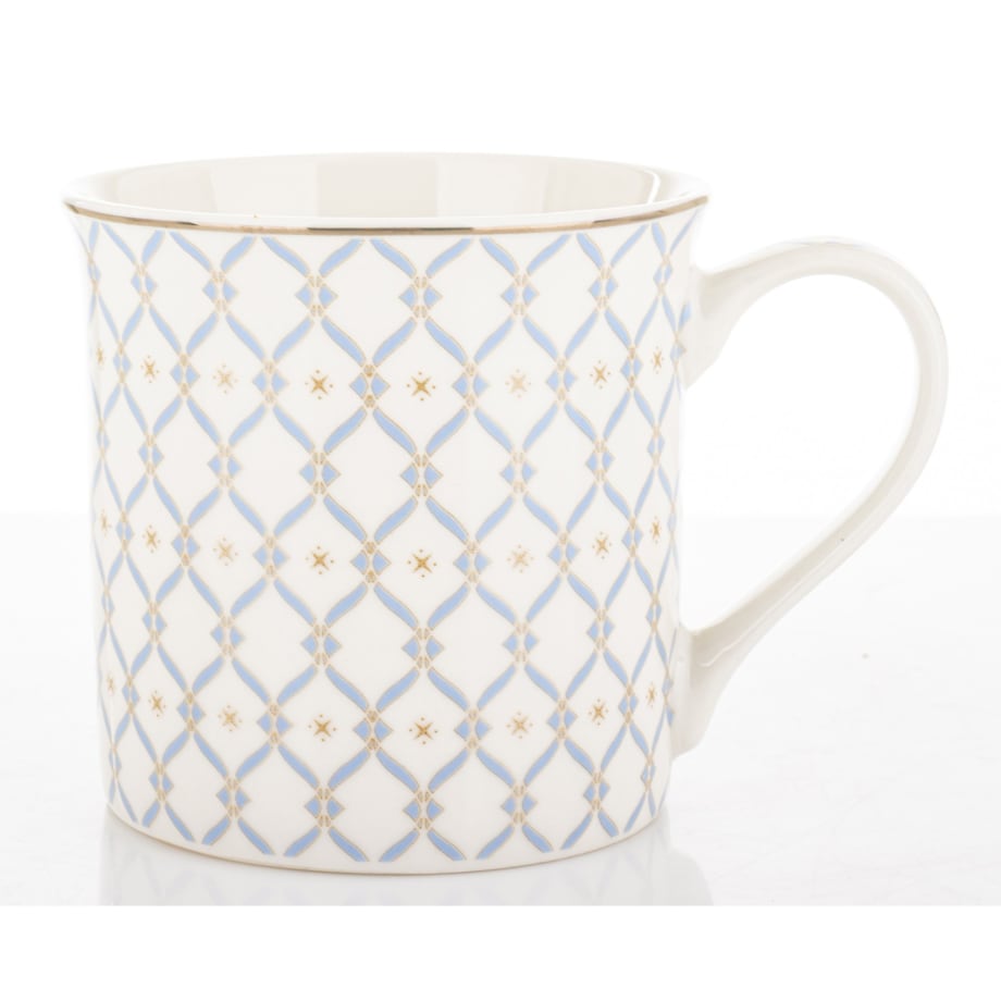 Kubek porcelanowy w pudełku 12,5x9x9 cm MAGLIA 380 ml biały z błękitnym wzorem