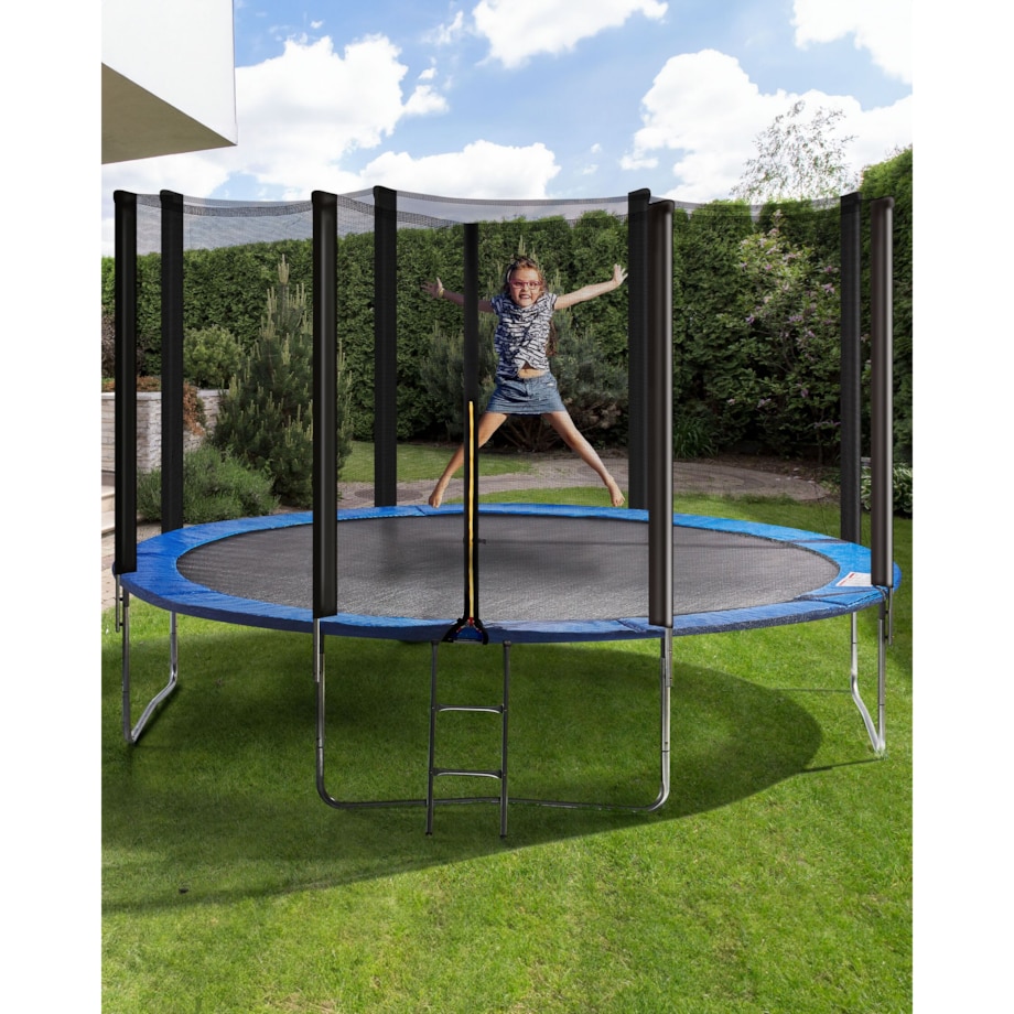 Trampolina ogrodowa z siatką 366 cm niebieska RISATA