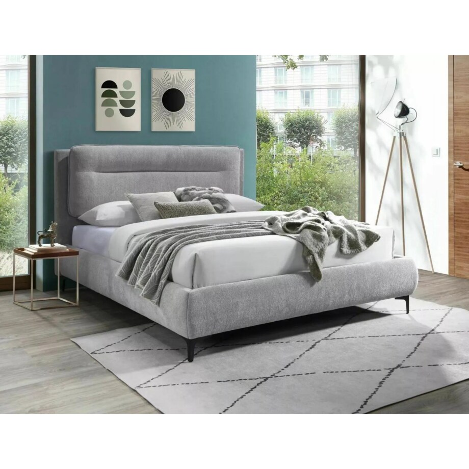 Łóżko tapicerowane NIKOZJA RAVEN 160x200 jasnoszare