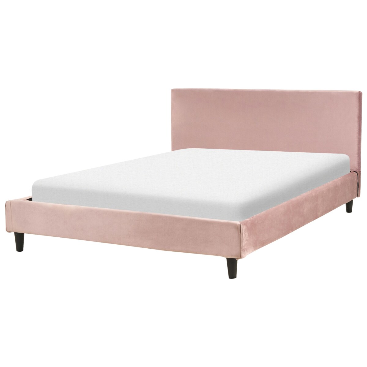 Łóżko welurowe 140 x 200 cm różowe FITOU