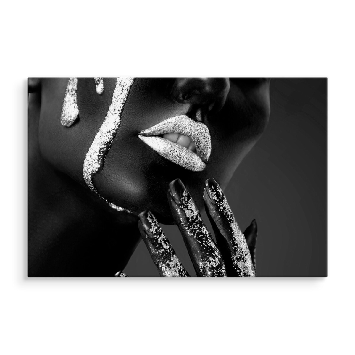 Obraz Na Płótnie KOBIETA Srebrny Make Up 120x80cm